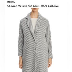 Herno Chevron mettalic knit coat